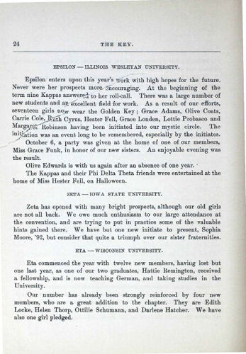 Chapter Letters: Epsilon - Illinois Wesleyan University, December 1888 (image)